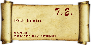 Tóth Ervin névjegykártya